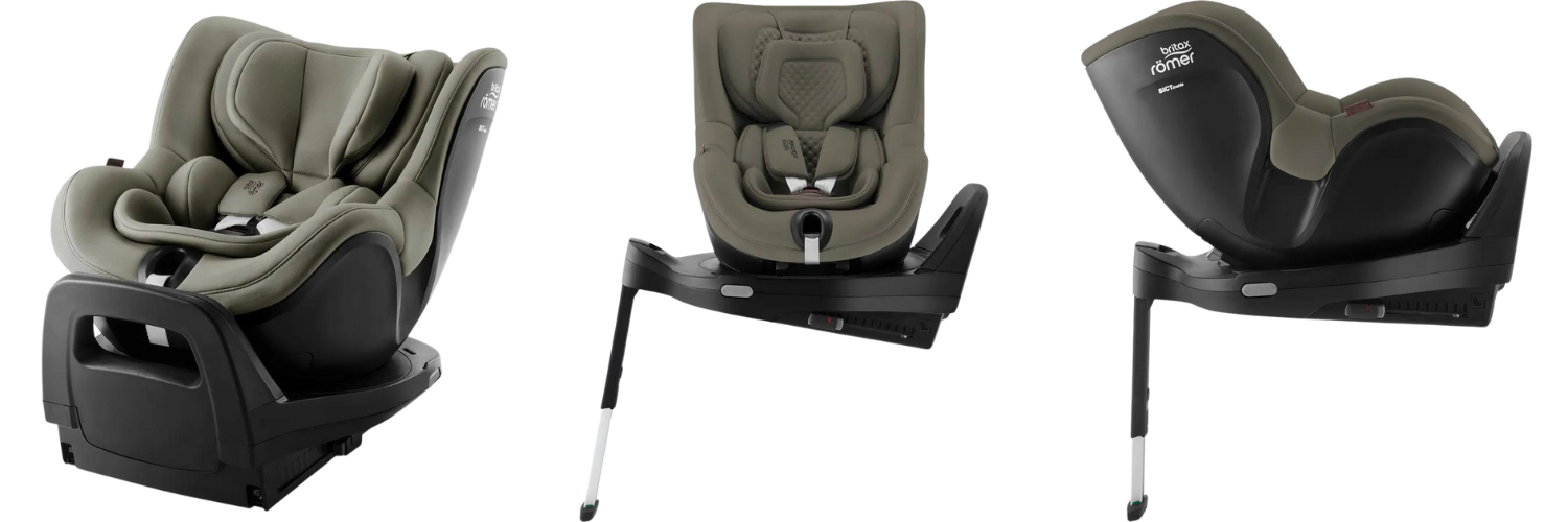 Scaun auto rotativ pentru copii cu baza inclusa Dualfix Pro i-Size, 40-105 cm, Lux Urban Olive, Britax